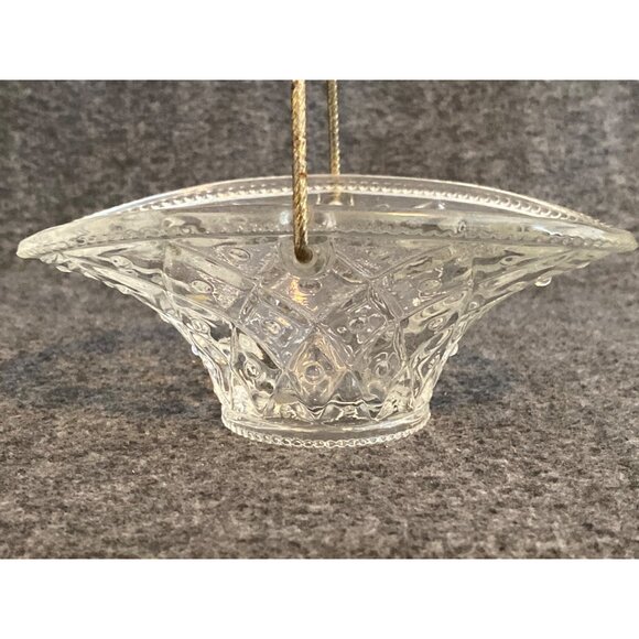 VTG Avon Clear Pressed Glass Basket Gold Twisted Metal Handle 5.5 x6" - Picture 2 of 8